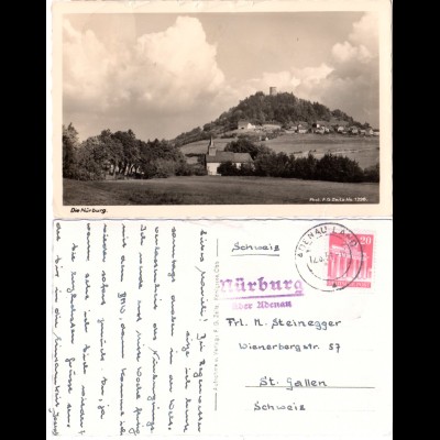 Landpost Stpl. NÜRBURG über Adenau auf 1951 gebr. sw-AK 