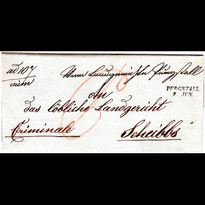 Österreich 1847, Niederösterreich-L2 PURGSTALL klar auf Brief n. Scheibbs