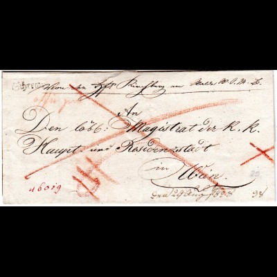 Österreich 1828, Niederösterreich-L1 SCHREMS auf Brief n. Wien