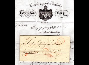 Baden 1840, Dienst Auslands Brief v. BÜHL m. PP u. 11 AED n. Frankreich