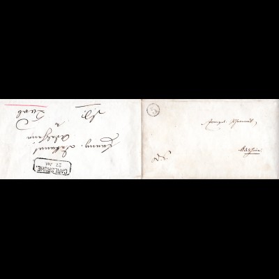 Baden, Uhrrad Stpl. 5 auf 2mal verwendetem Brief n. Adelsheim