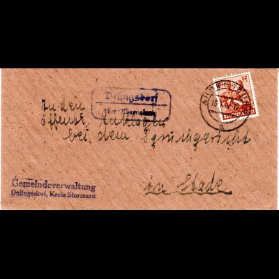 1948, Landpost Stpl. DELLINGSDORF über Ahrensburg auf Brief m. 24 Pf.
