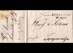 Preussen 1828, L2 JÜTERBOG auf Franco Brief v. Luckenwalde n. Langensalza 