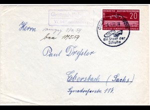 DDR 1950, WEHNDE über Worbis (Eichsfeld), Landpost Stpl. auf Brief m 24 Pf.