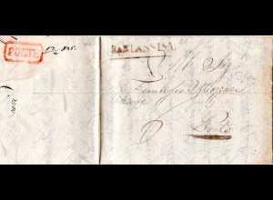 Lombardei & Venetien 1835, Brief m. R1 BARLASSINA u. rs. PONTE in rot