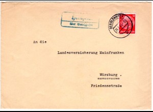 DR 1941, Landpost Stpl. HERLHEIM über Gerolzhofen auf Brief m. 12 Pf.