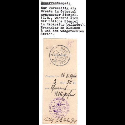 Bayern 1914, HAIDENBURG i.NBY. R, Reservestempel auf Postanweisungs-Quittung