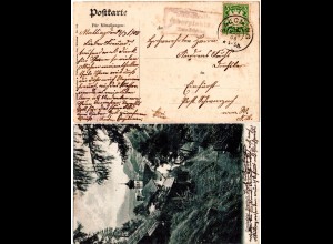 Bayern 1908, Posthilfstelle OBERPIEBING Taxe Salching auf Brettfall sw-AK 