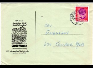 BRD 1964, illustrierter Gemeinde Brief v. LEINSWEILER n. Landau m. 20 Pf.
