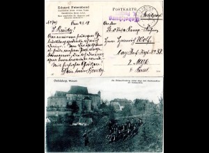 Bayern 1918, blauer L2 CADOLZBURG K. Postamt u. K2 auf Feldpost sw-AK 