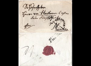 Bayern 1840, HKS ERLANGEN auf Franko Brief n. München