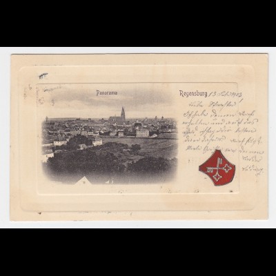 Regensburg, Prägekarte, besondere Machart, gebr. AK v. 1903. #2418