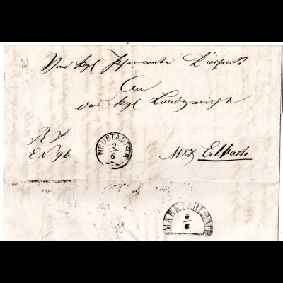 Bayern 1868, Zierstempel NEUSTADT a/A. auf Brief n. Markt Erlbach