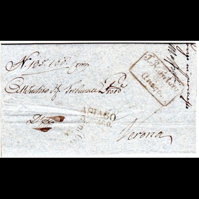 Lombardei & Venetien 1840, L2 ASIAGO auf Brief n. Verona.