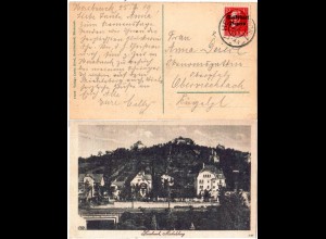Bayern 1919, Reservestempel Hersbruck R auf sw-AK m. 10 Pf. Volksstaat