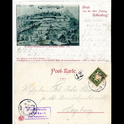 Bayern 1900, Posthilfstelle KERSBACH Taxe Schnaittach 1. auf Gruss aus sw-AK