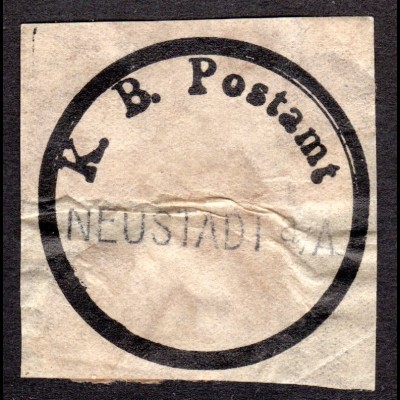 Bayern, eingestempeltes Postsiegel K.B. Postamt NEUSTADT a/A.