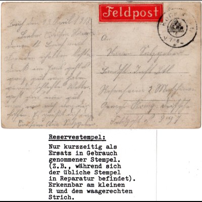 Bayern 1918, Reservestempel BUCH a. WALD R auf Feldpostkarte. (Helbig 250 P.!)
