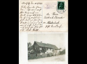 Bayern 1912, Posthilfstelle NEUSITZ Taxe Rothenburg a.Tbr. auf Foto-AK m. 5 Pf.