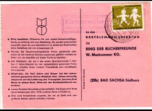 Saarland 1958, Landpost Stpl. KLEINOTTWEILER über Bexbach auf Karte m. 12 F.