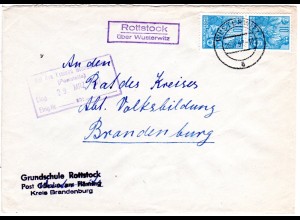 DDR 1957, Landpost Stpl. ROTTSTOCK über Wusterwitz auf Brief m. Paar 10 Pf.