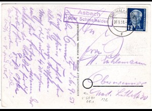 DDR 1951, Landpost Stpl. ASBACH über Schmalkalden auf Karte m. 12 Pf. 