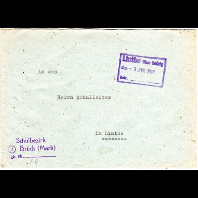 SBZ 1948, Stpl. BRÜCK (Mark) u. LINTHE über Belzig auf Amts Brief