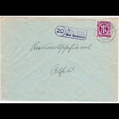 1945, Landpost Stpl. 20 NEUHOFüber Bockenem auf Brief m. 12 Pf.