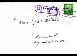BRD 1956, Landpoststpl. 23 DELMENHORST B auf Orts Brief m. 10 Pf. 