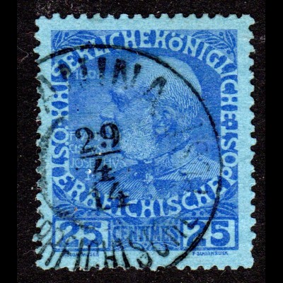 Österreichische Post Kreta Nr. 24, 1 Pia. blaues Papier m. klarem Stempel JANINA