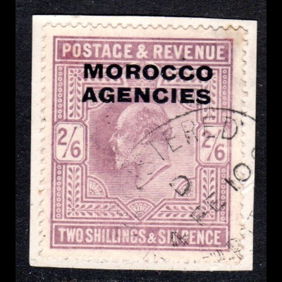 Marokko, Britisch Morocco Agencies Nr. 39, gest. 2/6 Sh´P auf schönem Briefstück