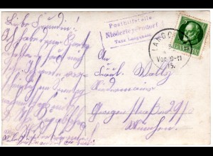 Bayern 1915, Posthilfstelle NIEDERLEYERNDORF Taxe Langquaid auf Karte m. 5 Pf.