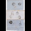 Italien 1865/66, 3 Briefe m. versch. Frankaturen n. Tunesien, dabei Drucksache 