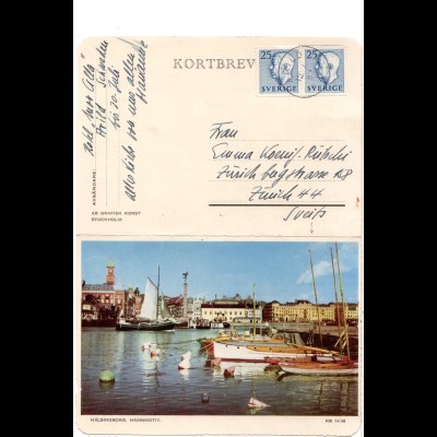 Schweden 1957, MeF 2x25 öre auf Bilder Kartenbrief v. Arlid i.d. Schweiz
