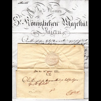 Bayern 1807, Schreibschrift-L1 NEUBURG auf Brief n. Eichstädt