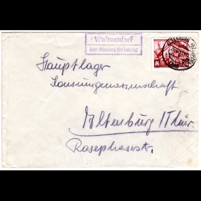DDR 1953, Landpost Stpl. WALTERSDORF über Altenburg auf Brief m. 24 Pf.