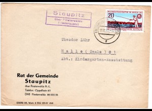DDR 1961, Landpost Stpl. STAUPITZ über Finsterwalde auf Gemeinde Brief m. 20 Pf.
