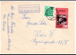 DDR 1959, Landpost Stpl. NEUENMÖRBITZ über Altenburg auf Brief m. 5+20 Pf. 
