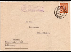 1946, Landpost Stpl. 16 EHLHALTEN über Königstein auf Brief m. 24 Pf. 