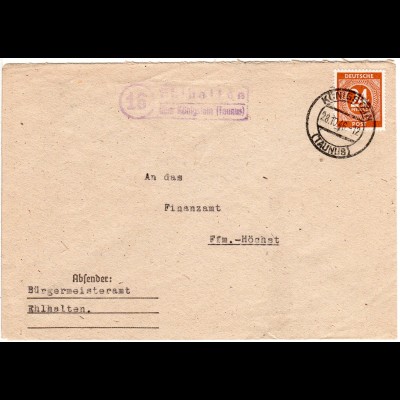 1946, Landpost Stpl. 16 EHLHALTEN über Königstein auf Brief m. 24 Pf. 