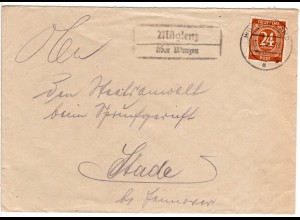 1948, Landpost Stpl. MÜGLENZ über Wurzen auf Brief m. 24 Pf. 