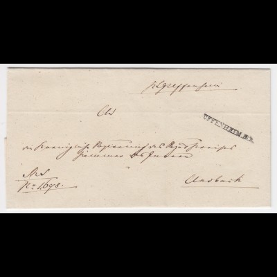 Bayern, L1 UFFENHEIM R.3. auf schönem Dienst Brief n. Ansbach. #1788