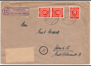 DR 1946, Landpost Stpl. 10 BEDERWITZ über Neukirch auf Brief m. MeF 3x8 Pf.