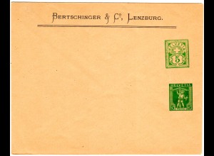 Schweiz, Lenzburg Privat Ganzsachen Umschlag m. 2 versch. 5 C. Wertstempeln