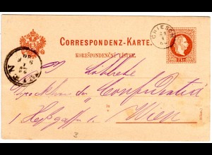 Österreich 1880, Fingerhutstpl. CHIESCH auf 2 Kr. Ganzsache
