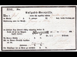 Österreich 1847, Schreibschrift-L1 Bregenz auf Vordruck Rezepisse f. Wertsendung