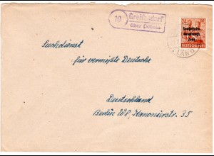 SBZ 1948, Landpost Stpl. Greifendorf über Döbeln auf Brief m. 24 Pf.