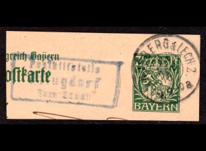 Bayern 1918, Posthilfstelle PFLUGDORF Taxe Stadl auf Ganzsachen Ausschnitt