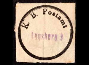 Bayern, Postsiegel K.B. Postamt m. eingestempeltem L1 AUGSBURG 3