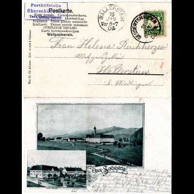 Gruss aus Ober-Schönefeld m. Brauerei u. Forsthaus, 1906 gebr. AK m. PHSt.-Stpl.